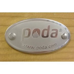 Poda-skylt oval rostfritt stl, med hl