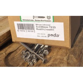 Skruv 5x100mm TX25 Rostfri 100 st.